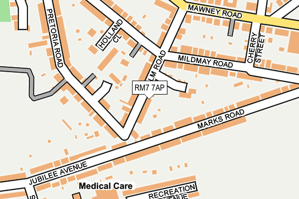 RM7 7AP map - OS OpenMap – Local (Ordnance Survey)