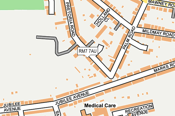 RM7 7AU map - OS OpenMap – Local (Ordnance Survey)