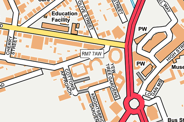 RM7 7AW map - OS OpenMap – Local (Ordnance Survey)