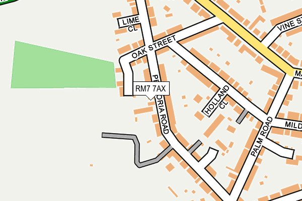 RM7 7AX map - OS OpenMap – Local (Ordnance Survey)