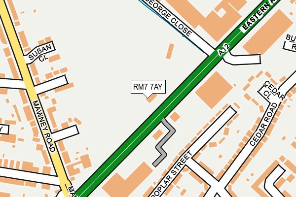 RM7 7AY map - OS OpenMap – Local (Ordnance Survey)
