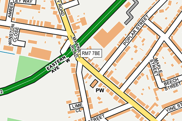 RM7 7BE map - OS OpenMap – Local (Ordnance Survey)