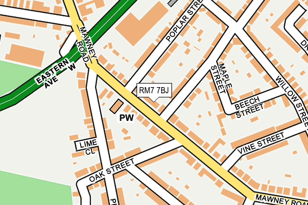 RM7 7BJ map - OS OpenMap – Local (Ordnance Survey)
