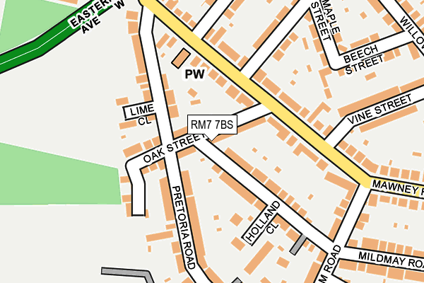 RM7 7BS map - OS OpenMap – Local (Ordnance Survey)
