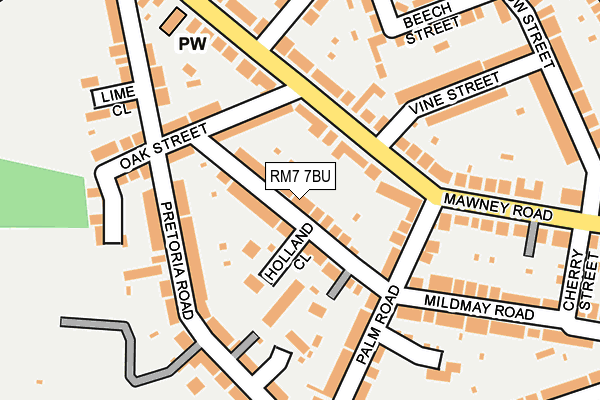 RM7 7BU map - OS OpenMap – Local (Ordnance Survey)