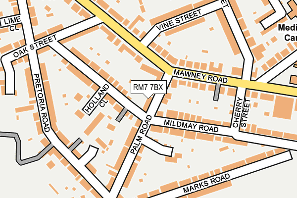 RM7 7BX map - OS OpenMap – Local (Ordnance Survey)