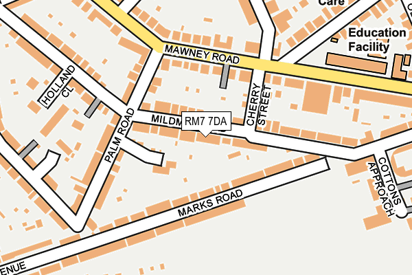 RM7 7DA map - OS OpenMap – Local (Ordnance Survey)