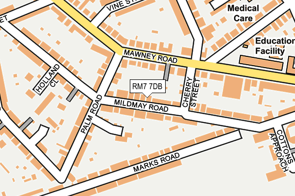 RM7 7DB map - OS OpenMap – Local (Ordnance Survey)