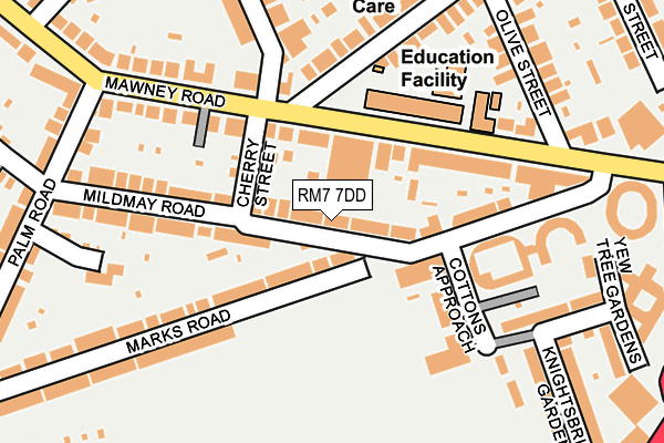 RM7 7DD map - OS OpenMap – Local (Ordnance Survey)