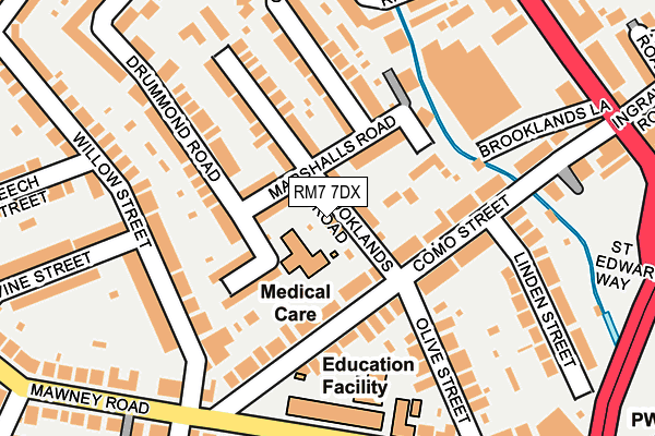 RM7 7DX map - OS OpenMap – Local (Ordnance Survey)