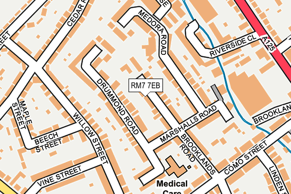 RM7 7EB map - OS OpenMap – Local (Ordnance Survey)