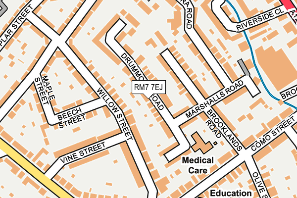 RM7 7EJ map - OS OpenMap – Local (Ordnance Survey)