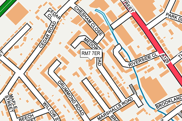 RM7 7ER map - OS OpenMap – Local (Ordnance Survey)