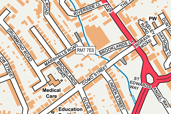 RM7 7ES map - OS OpenMap – Local (Ordnance Survey)
