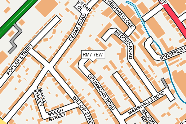 RM7 7EW map - OS OpenMap – Local (Ordnance Survey)