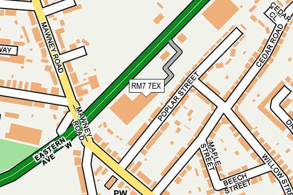 RM7 7EX map - OS OpenMap – Local (Ordnance Survey)