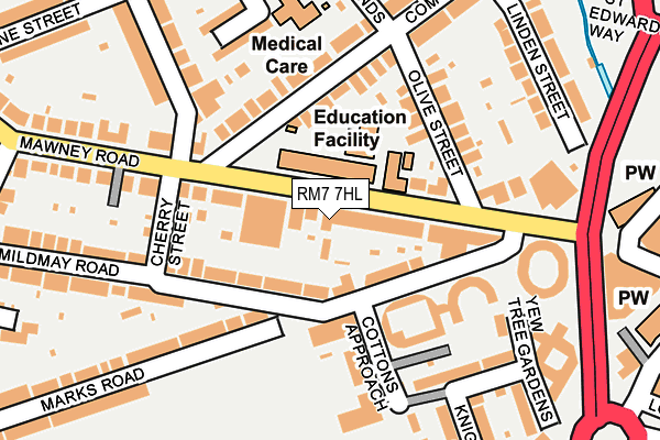 RM7 7HL map - OS OpenMap – Local (Ordnance Survey)