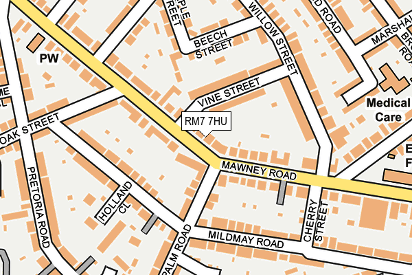 RM7 7HU map - OS OpenMap – Local (Ordnance Survey)