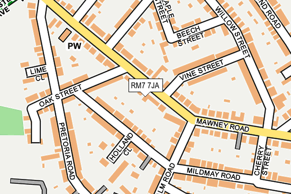 RM7 7JA map - OS OpenMap – Local (Ordnance Survey)