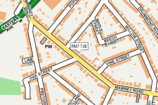 RM7 7JB map - OS OpenMap – Local (Ordnance Survey)