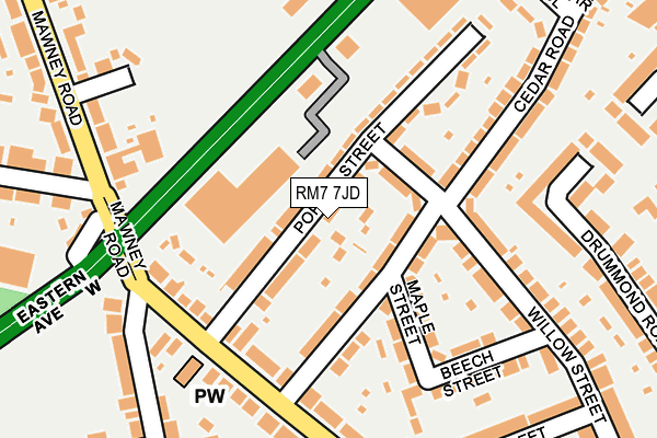 RM7 7JD map - OS OpenMap – Local (Ordnance Survey)