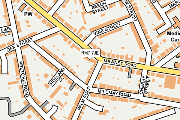 RM7 7JE map - OS OpenMap – Local (Ordnance Survey)