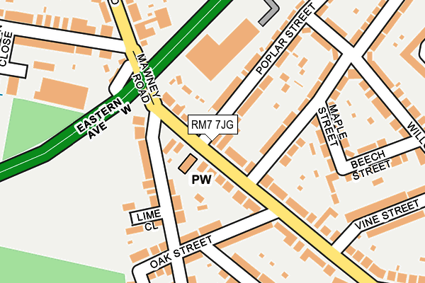 RM7 7JG map - OS OpenMap – Local (Ordnance Survey)