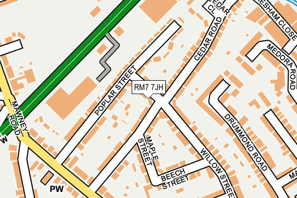 RM7 7JH map - OS OpenMap – Local (Ordnance Survey)