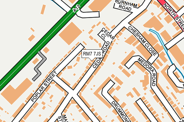 RM7 7JS map - OS OpenMap – Local (Ordnance Survey)