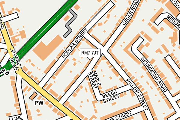 RM7 7JT map - OS OpenMap – Local (Ordnance Survey)