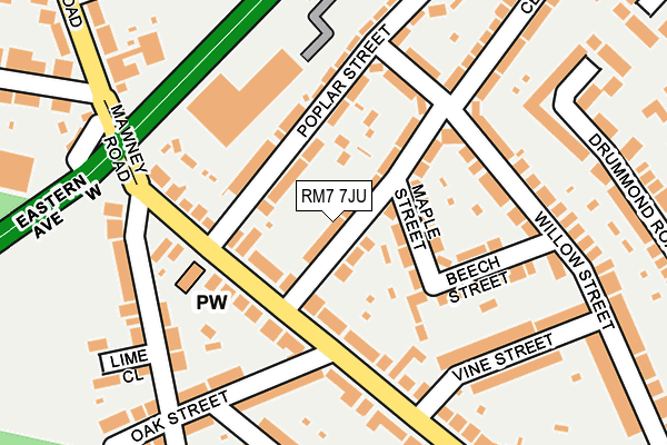 RM7 7JU map - OS OpenMap – Local (Ordnance Survey)