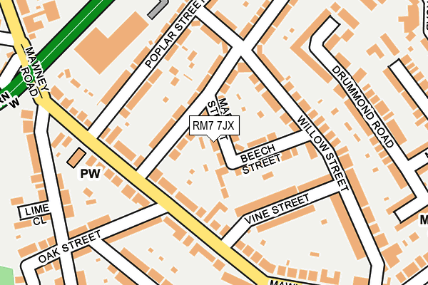 RM7 7JX map - OS OpenMap – Local (Ordnance Survey)