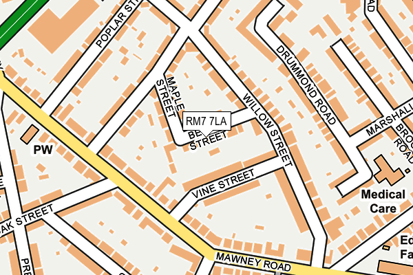 RM7 7LA map - OS OpenMap – Local (Ordnance Survey)