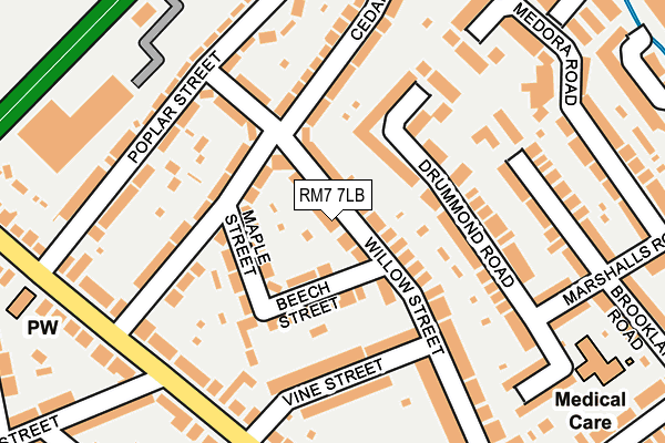 RM7 7LB map - OS OpenMap – Local (Ordnance Survey)