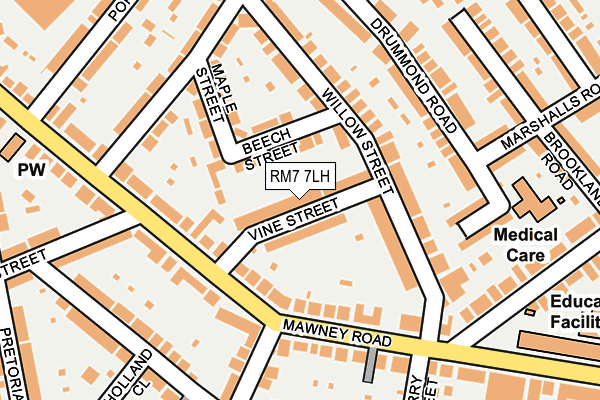 RM7 7LH map - OS OpenMap – Local (Ordnance Survey)