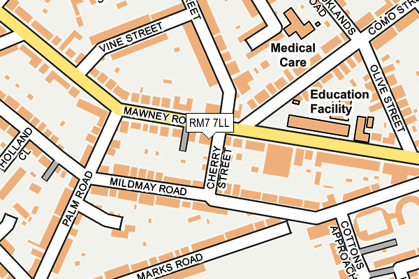 RM7 7LL map - OS OpenMap – Local (Ordnance Survey)