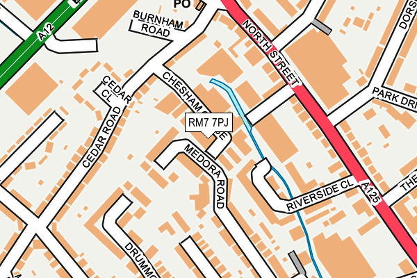 RM7 7PJ map - OS OpenMap – Local (Ordnance Survey)