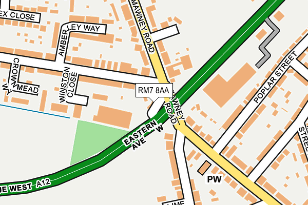 RM7 8AA map - OS OpenMap – Local (Ordnance Survey)