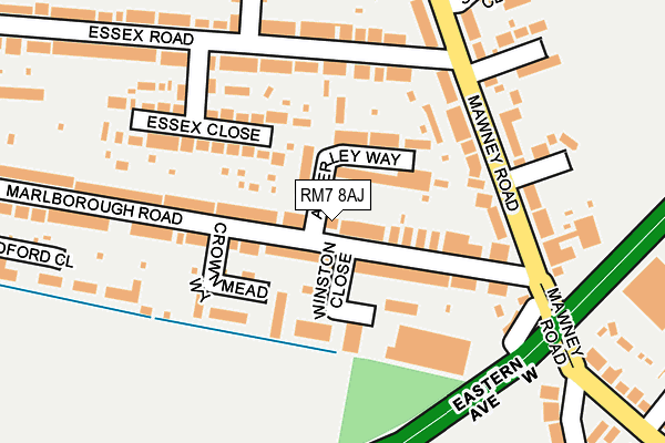 RM7 8AJ map - OS OpenMap – Local (Ordnance Survey)