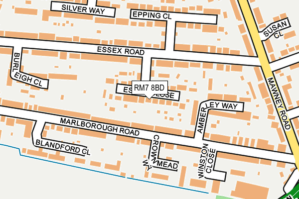 RM7 8BD map - OS OpenMap – Local (Ordnance Survey)
