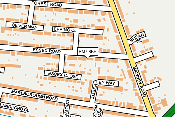 RM7 8BE map - OS OpenMap – Local (Ordnance Survey)