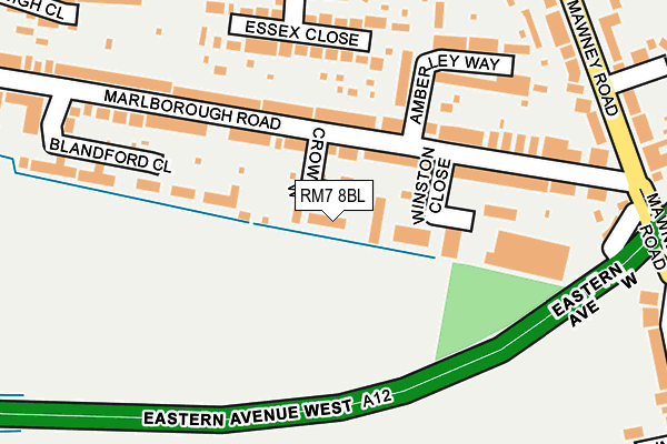 RM7 8BL map - OS OpenMap – Local (Ordnance Survey)