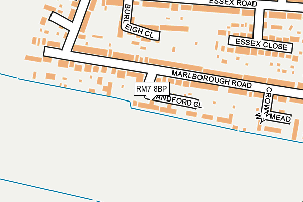 RM7 8BP map - OS OpenMap – Local (Ordnance Survey)