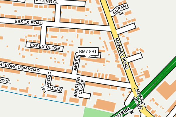 RM7 8BT map - OS OpenMap – Local (Ordnance Survey)