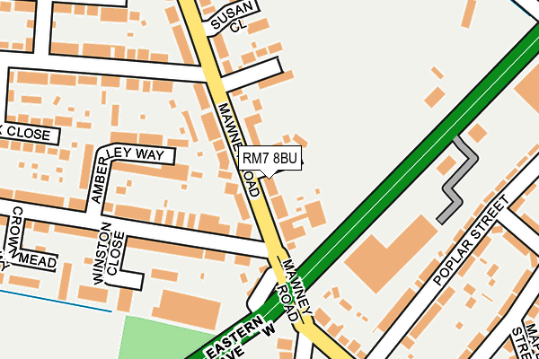 RM7 8BU map - OS OpenMap – Local (Ordnance Survey)