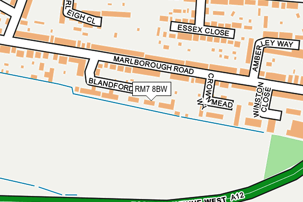 RM7 8BW map - OS OpenMap – Local (Ordnance Survey)