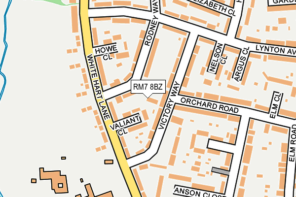 RM7 8BZ map - OS OpenMap – Local (Ordnance Survey)