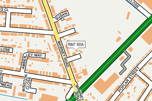 RM7 8DA map - OS OpenMap – Local (Ordnance Survey)