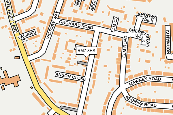 RM7 8HS map - OS OpenMap – Local (Ordnance Survey)