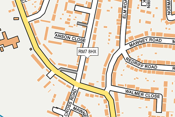 RM7 8HX map - OS OpenMap – Local (Ordnance Survey)